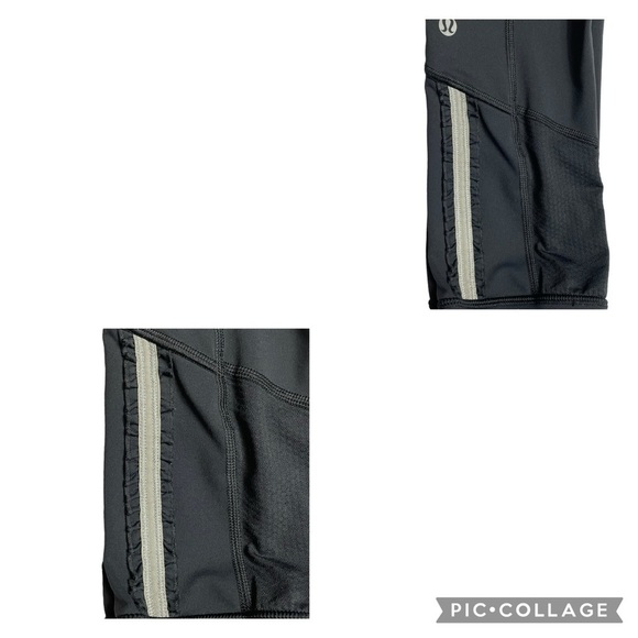 Lululemon Black Pink Tights w/Ruffle Surrounded Reflective Detail - Sz 6 - Picture 10 of 15